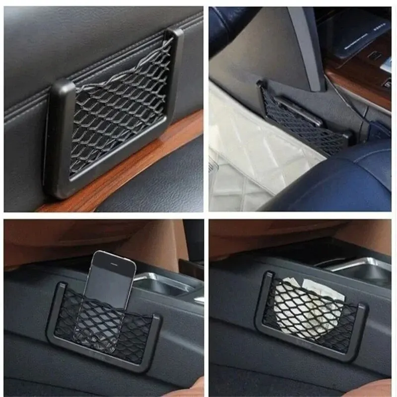 Auto Seat Side Interior Back Sundries Pocket Mesh Storage Bag Phone Net Pocket Holder Car Storage Bag Elastic Flexible Nets thumbnail 4