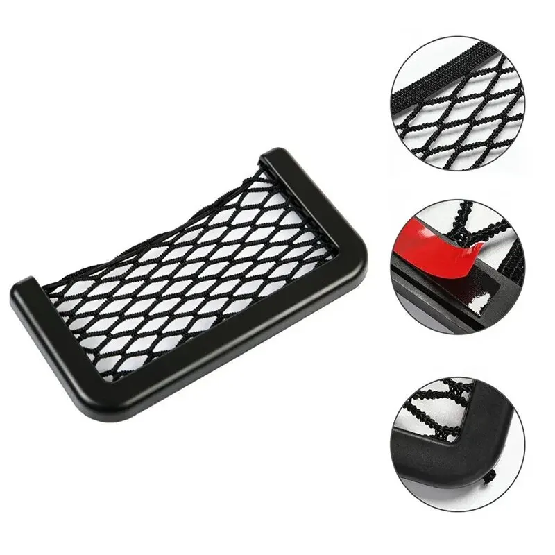 Auto Seat Side Interior Back Sundries Pocket Mesh Storage Bag Phone Net Pocket Holder Car Storage Bag Elastic Flexible Nets thumbnail 6