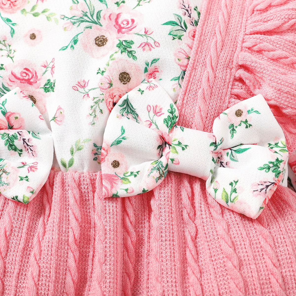 0-18 Months Newborn Baby Girl Romper Cute Floral Long Sleeve with Bow Bodysuit+Headband Infant Girl Spring&Autumn Jumpsuit thumbnail 3