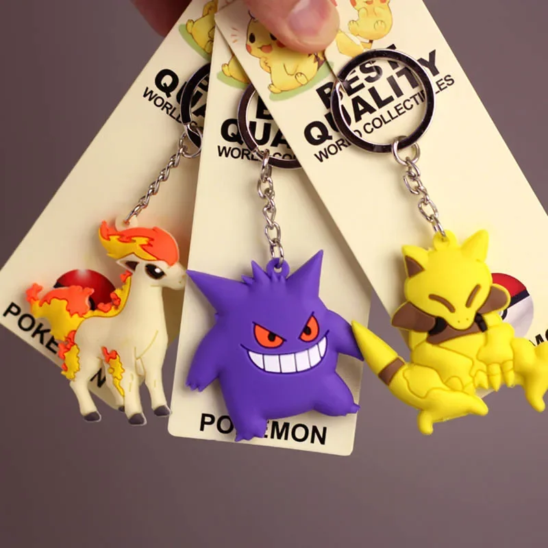Pokemon Keychain Pikachu Anime Action Figure Toy Kawaii Cartoon Fashion Charmander Psyduck Doll Keyring Car Bag Pendant Kid Gift thumbnail 3