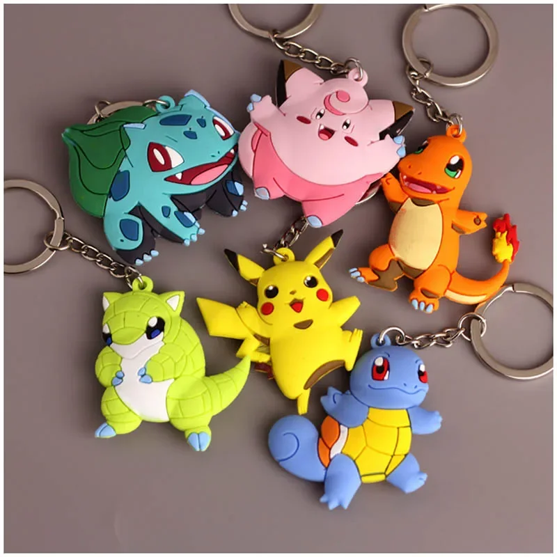 Pokemon Keychain Pikachu Anime Action Figure Toy Kawaii Cartoon Fashion Charmander Psyduck Doll Keyring Car Bag Pendant Kid Gift thumbnail 4