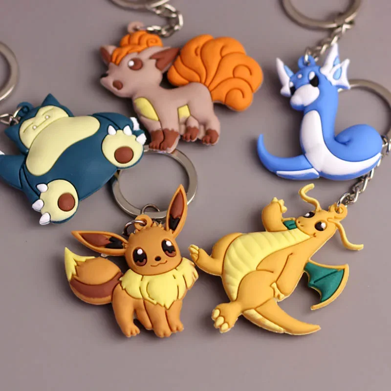 Pokemon Keychain Pikachu Anime Action Figure Toy Kawaii Cartoon Fashion Charmander Psyduck Doll Keyring Car Bag Pendant Kid Gift thumbnail 5