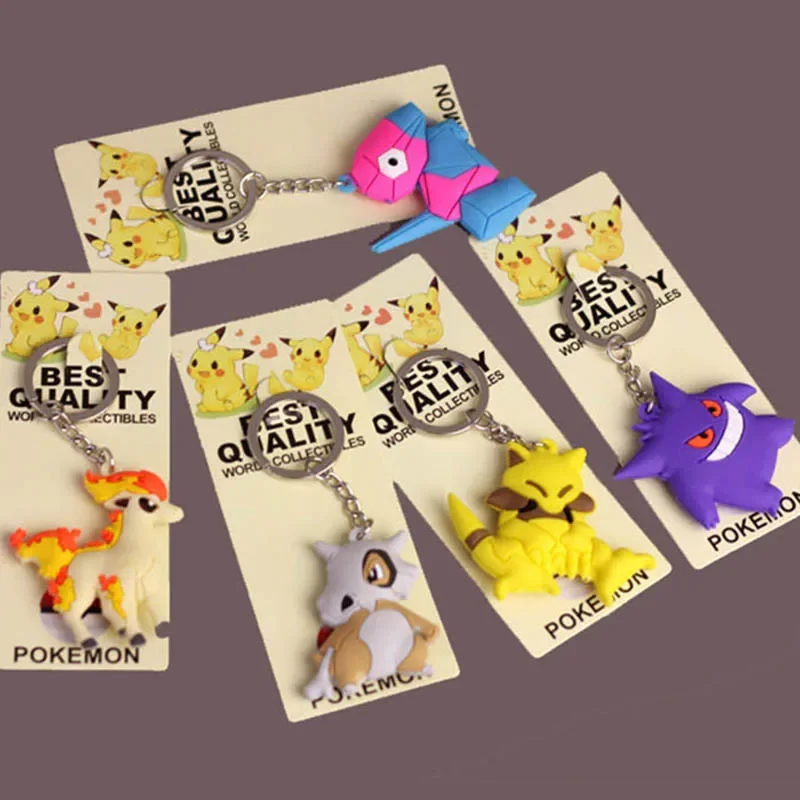 Pokemon Keychain Pikachu Anime Action Figure Toy Kawaii Cartoon Fashion Charmander Psyduck Doll Keyring Car Bag Pendant Kid Gift thumbnail 2