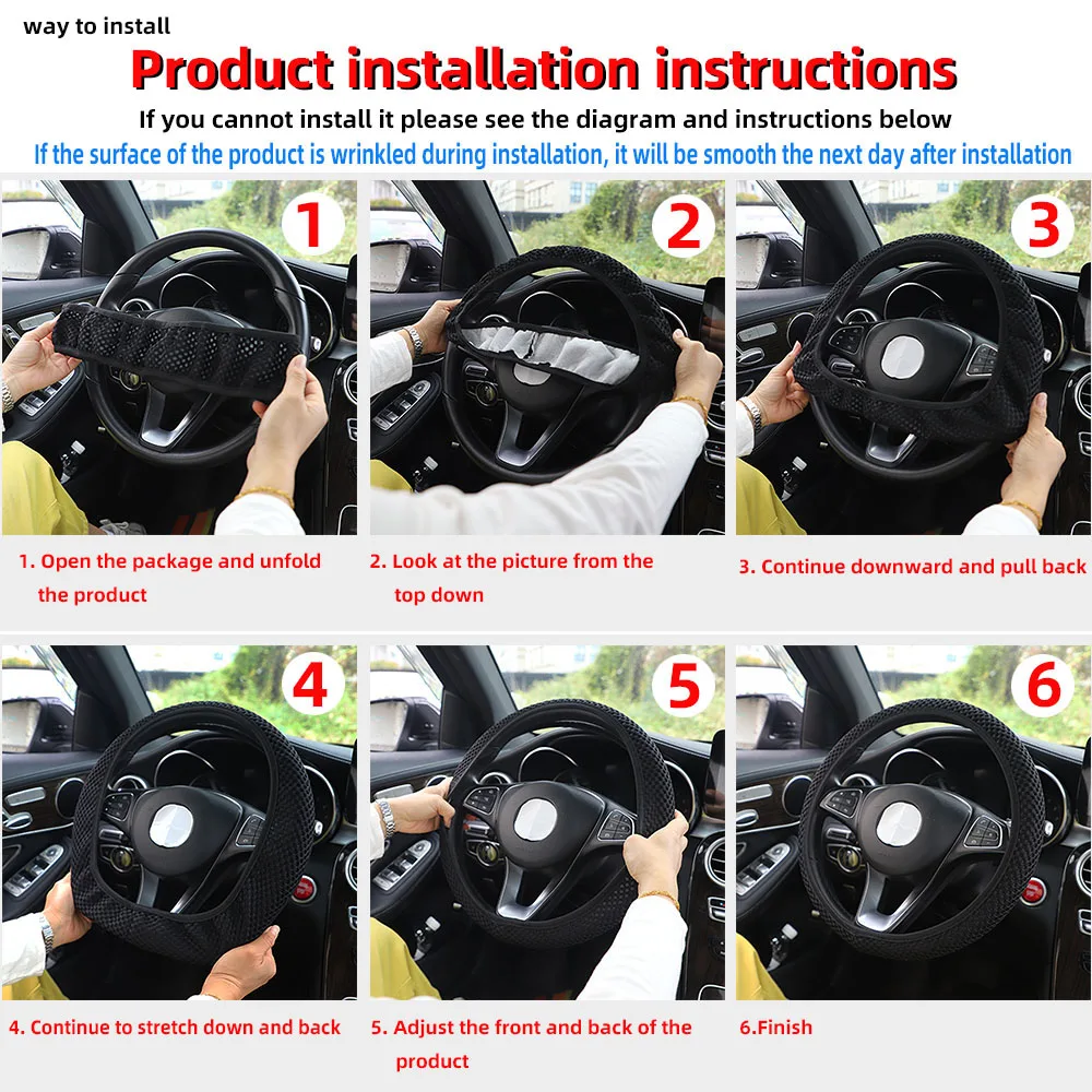 1 linen breathable fabric Bohemian style automotive supplies without inner ring steering wheel cover fits 14.5-15 inches thumbnail 6