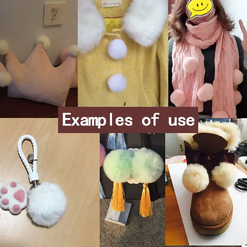 8cm Pompom Ball with Rubber Band Faux Rex Rabbit Fur Pompoms Ball DIY Handmade Keychain Clothing Hat Accessories Craft Supplies thumbnail 6