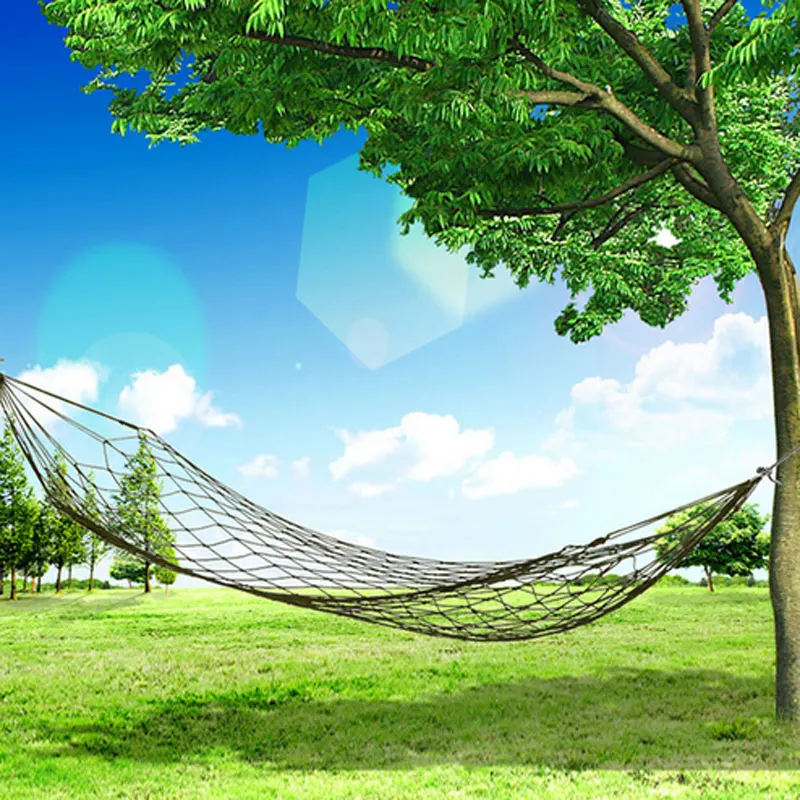 Nylon Mesh Hammock Single Person Hanging Sleeping Bed Swing Outdoor Camping Essentials Hammocks For Outside thumbnail 2