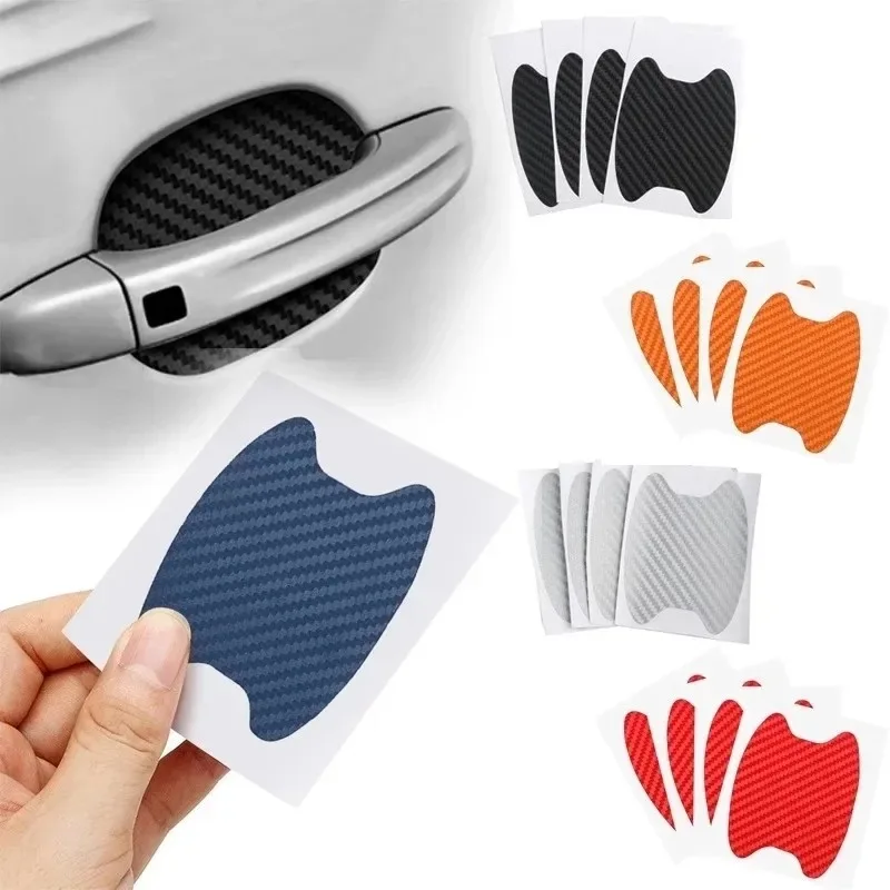 4 Pieces of Car Door Handle Protective Film, Carbon Fiber Stickers, Scratch Resistant Covers, Exterior Accessories, thumbnail 2