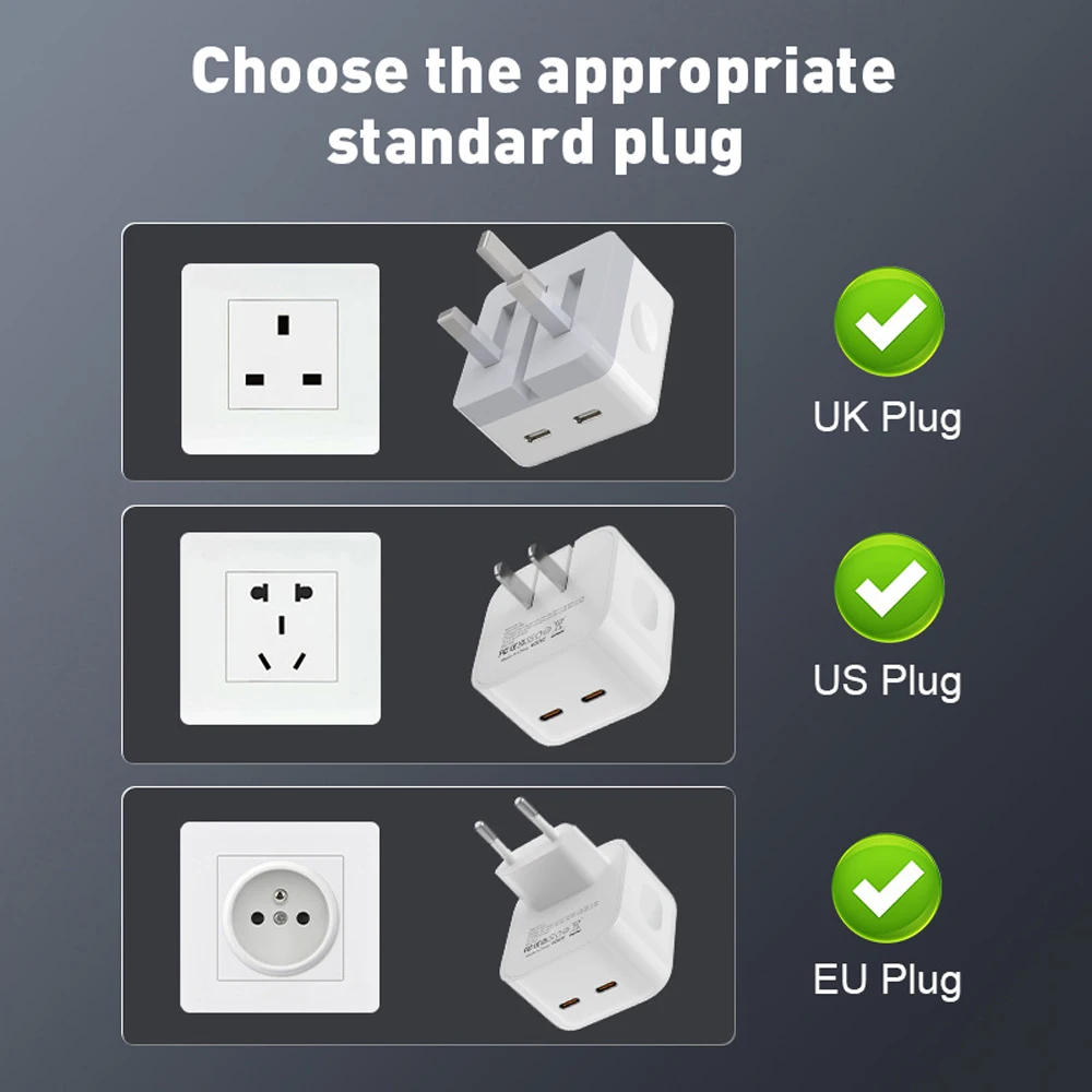 Foldabl Dual PD Fast Charger 35W Type C Phone Charger Adapter For iPhone 15 14 13 Samsung Xiaomi Quick Charge UK Plug USB Charge thumbnail 6
