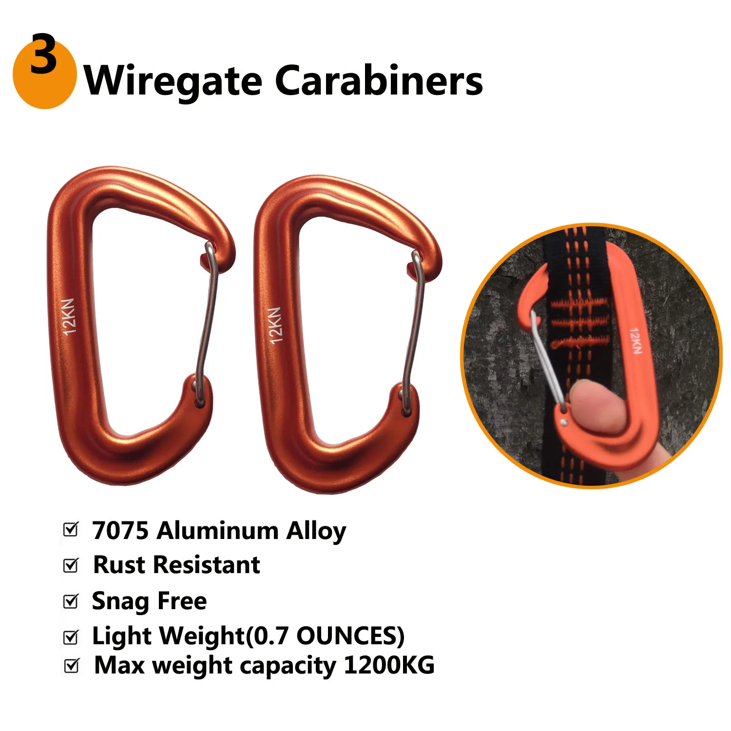 Outdoor hammock straps with more adjustable loops and ultra-length outdoor hammock straps and belts with 7075 alloy aluminum thumbnail 4
