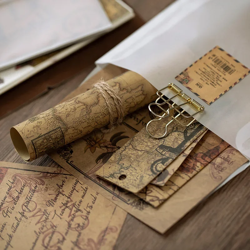 10 Pcs Large Size Junk Journal Paper Retro Map Material for DIY Scrapbooking Collage Album Week Diary Decoration Background thumbnail 3