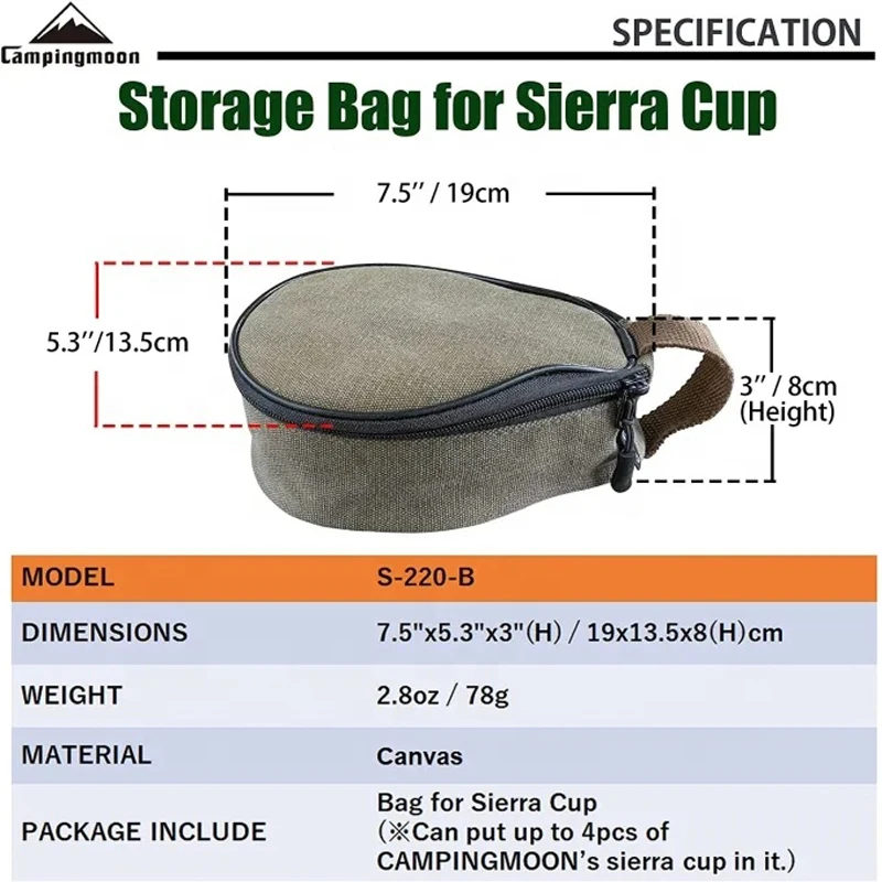 CAMPINGMOON 21*15*9cm Outdoor Camping Supplies Canvas Mini Bags Custom Pear Shape Box  Lunch Food Delivery Bag thumbnail 2