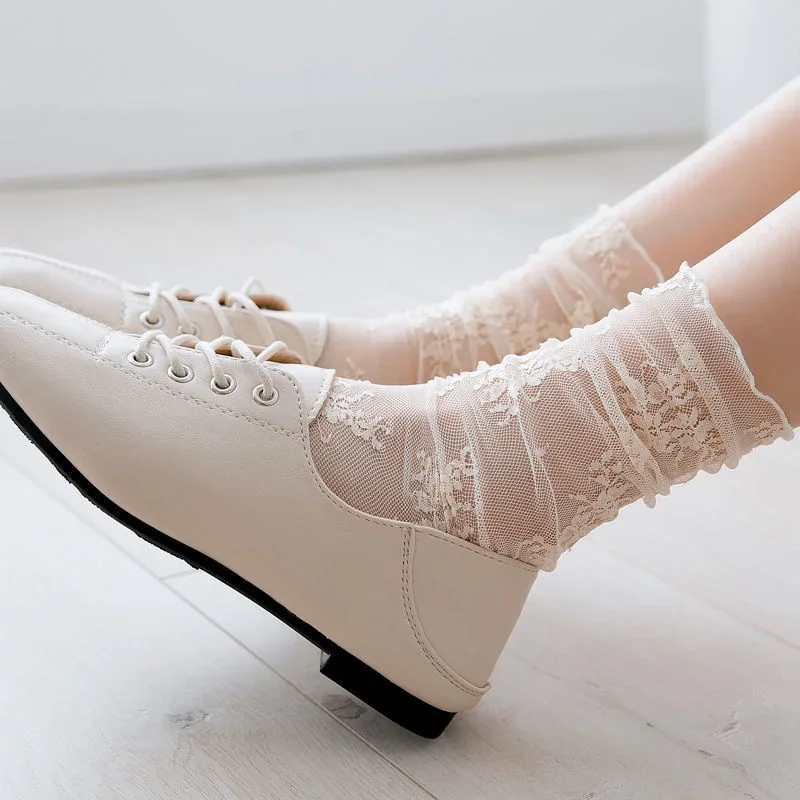 Women's Harajuku Socks Ladies Breathable Transparent Floral Lace Sock Sweet Mesh Fishnet Sock Soft Breathable Socks Hosiery Sox thumbnail 3