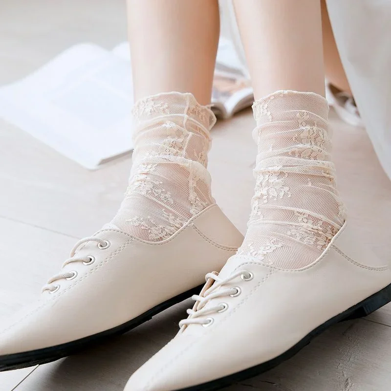 Women's Harajuku Socks Ladies Breathable Transparent Floral Lace Sock Sweet Mesh Fishnet Sock Soft Breathable Socks Hosiery Sox thumbnail 5