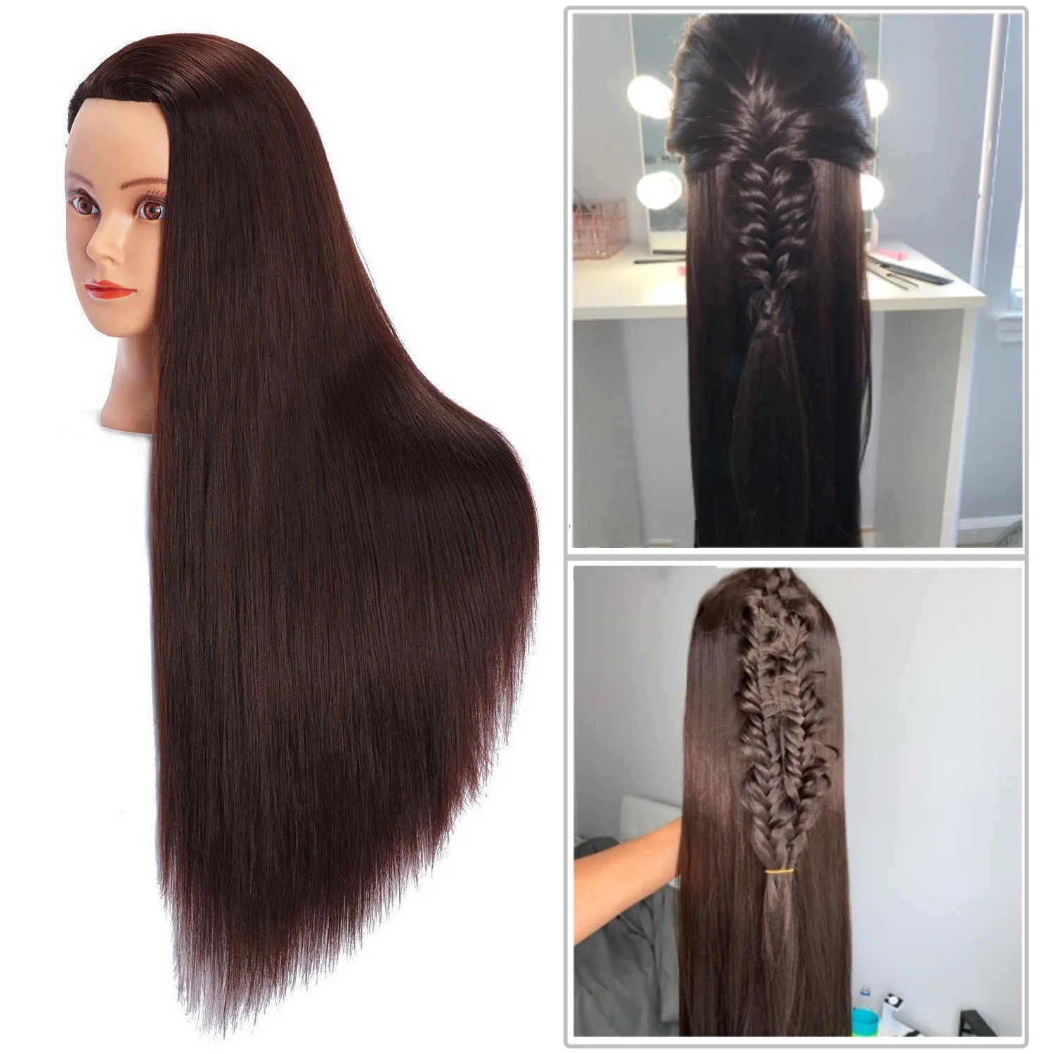 Mannequin Head Training Head For Braid Hairdressing 100% High Temperature Fiber Female Mannequin Training Doll Head thumbnail 4