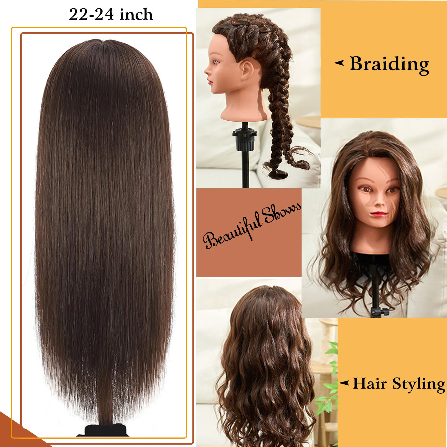 Mannequin Head Training Head For Braid Hairdressing 100% High Temperature Fiber Female Mannequin Training Doll Head thumbnail 3