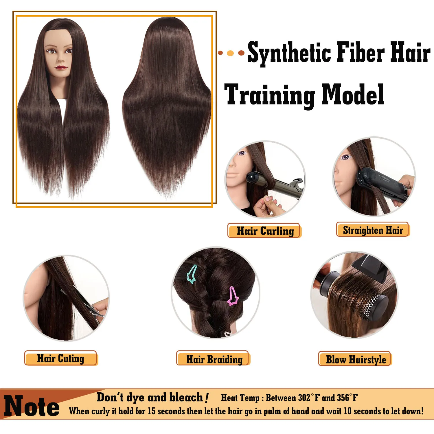 Mannequin Head Training Head For Braid Hairdressing 100% High Temperature Fiber Female Mannequin Training Doll Head thumbnail 6