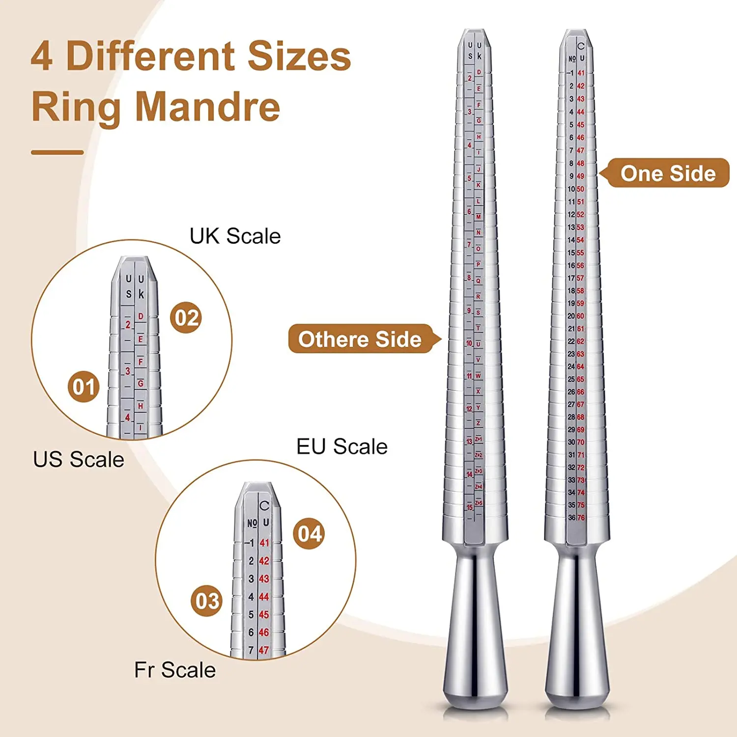 11 Pieces Of US UK Ring Mandrel Sets Size 1-13 With Half Ring Size Measuring Instrument Jewelry Repair Measuring Tools Kit thumbnail 5