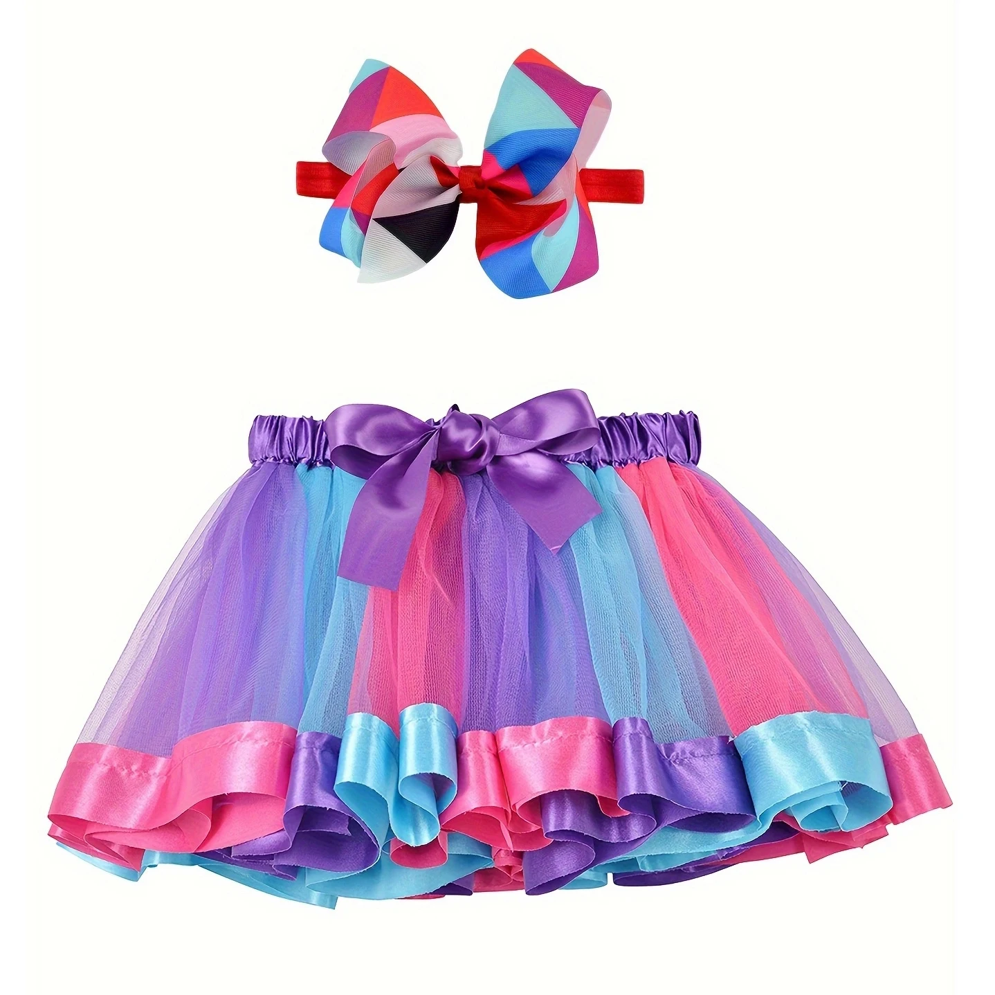 Mini skirt Party With Hairpin 2024 Tutu Skirt Baby Girl Skirts Princess Rainbow Tulle Skirts Girls Clothes Children Clothing thumbnail 6