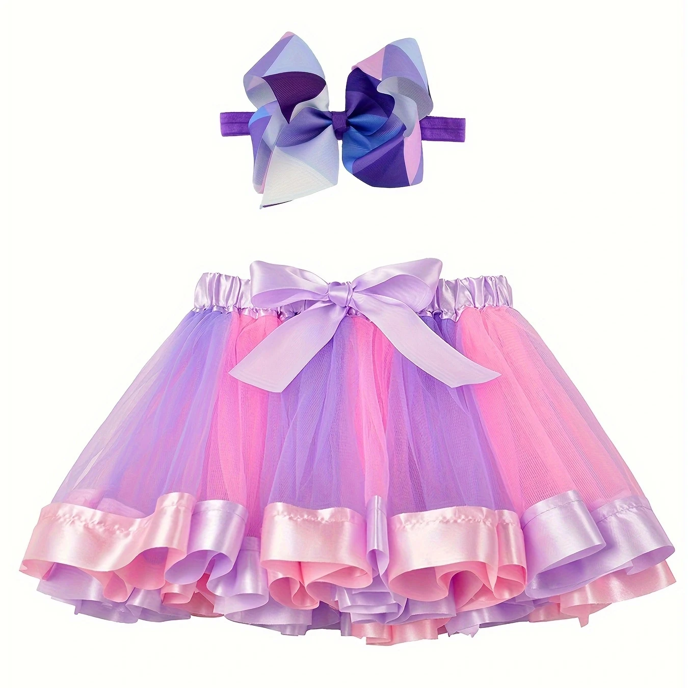 Mini skirt Party With Hairpin 2024 Tutu Skirt Baby Girl Skirts Princess Rainbow Tulle Skirts Girls Clothes Children Clothing thumbnail 4