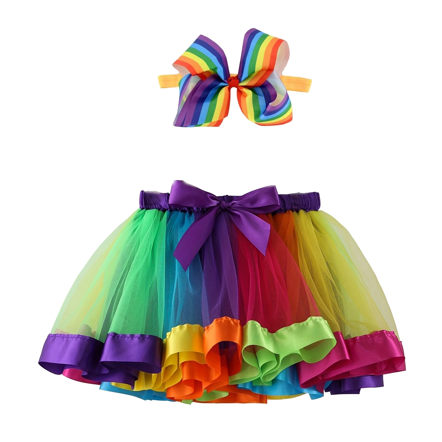 Mini skirt Party With Hairpin 2024 Tutu Skirt Baby Girl Skirts Princess Rainbow Tulle Skirts Girls Clothes Children Clothing thumbnail 3