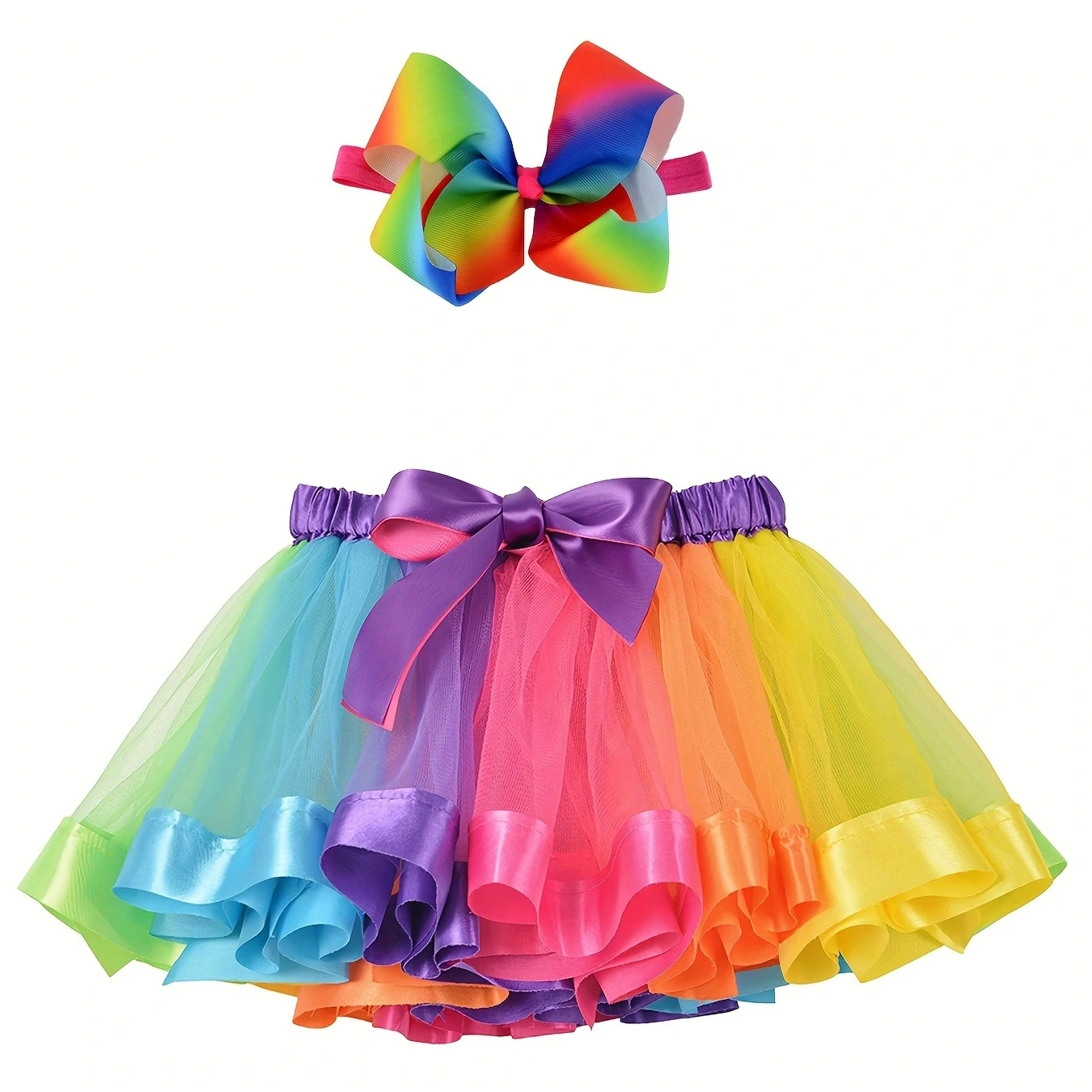 Mini skirt Party With Hairpin 2024 Tutu Skirt Baby Girl Skirts Princess Rainbow Tulle Skirts Girls Clothes Children Clothing thumbnail 2