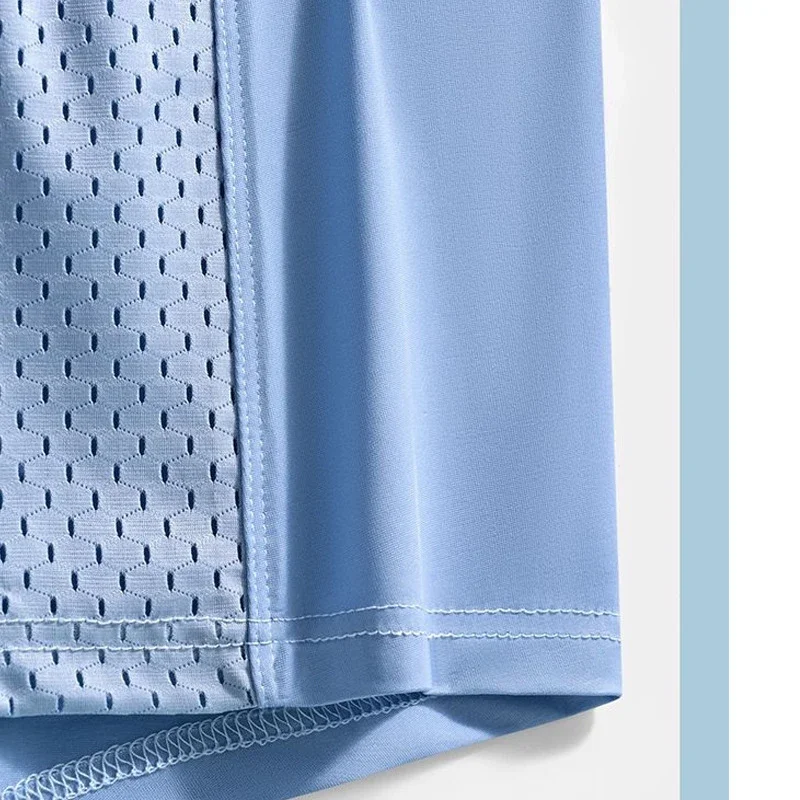 1pc Men's Ice Silk Cool Soft Comfy Boxers Briefs Men's Contrast Underwear, Mesh Breathable Comfy Stretchy Trunks thumbnail 5