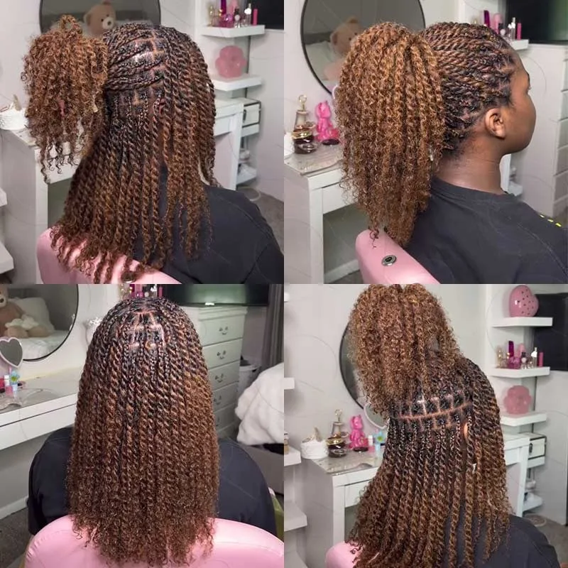 Black Pearl Top QVR Peruvian Kinky Curly Mini Twist Hair 50G/pc Afro Kinky Bulk Human Hair for Braiding 100% Remy Hair Bundles thumbnail 6
