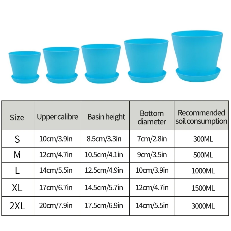 Plastic Flower Pots Planter Balconies Planting Potted Flower Pot Succulent Plant Pots with Tray Garden Indoor Bonsai Multi-Color thumbnail 6