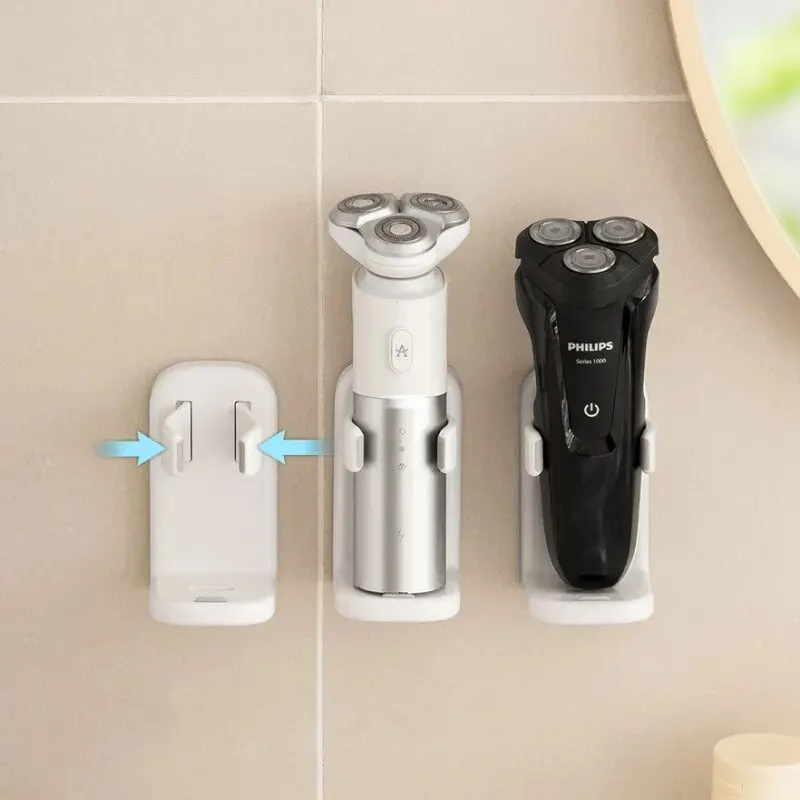 White Electric Razor Holder Non-punching Spring Clip Storage Rack Strong Load-bearing Anti-falling thumbnail 2