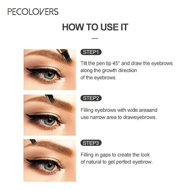 6 Colors 1pc Eyebrow Pen Waterproof 4 Split Tip Eyebrows Pen Eyebrow Tattoo Pen Waterproof Liquid Black Eyebrow Makeup Pencil thumbnail 5