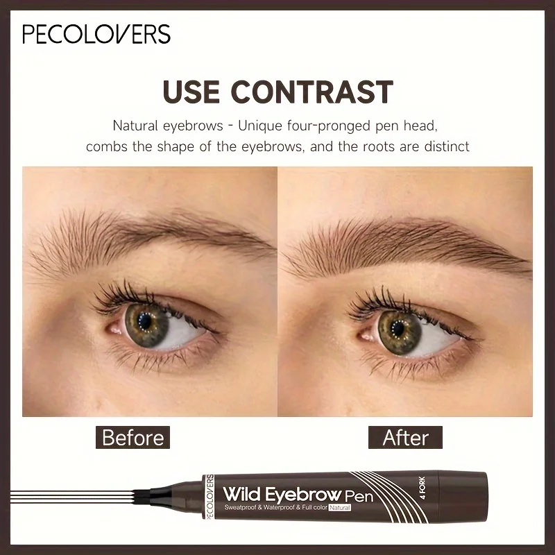 6 Colors 1pc Eyebrow Pen Waterproof 4 Split Tip Eyebrows Pen Eyebrow Tattoo Pen Waterproof Liquid Black Eyebrow Makeup Pencil thumbnail 3
