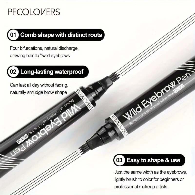 6 Colors 1pc Eyebrow Pen Waterproof 4 Split Tip Eyebrows Pen Eyebrow Tattoo Pen Waterproof Liquid Black Eyebrow Makeup Pencil thumbnail 6