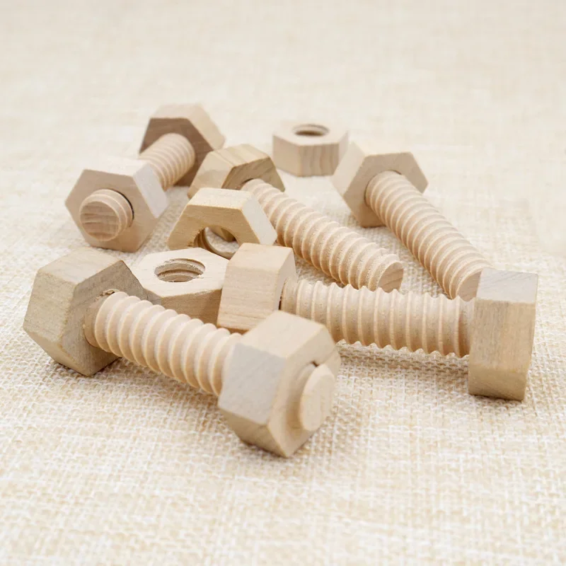 Nuts Wooden Blocks Baby Montessori Toys Fine Motor Skill Sensory Games Geometric Screws Shape Matching Toddlers Educational Toys thumbnail 6