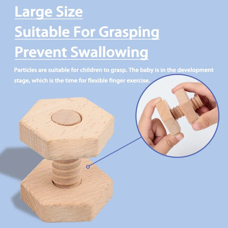 Nuts Wooden Blocks Baby Montessori Toys Fine Motor Skill Sensory Games Geometric Screws Shape Matching Toddlers Educational Toys thumbnail 5