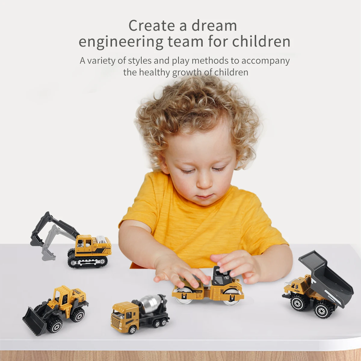 6pcs/set Alloy Engineering Truck Loader Tractor Excavator Classic Construction Model Vehicle Toys Educational Toys for Kid Gifts thumbnail 4