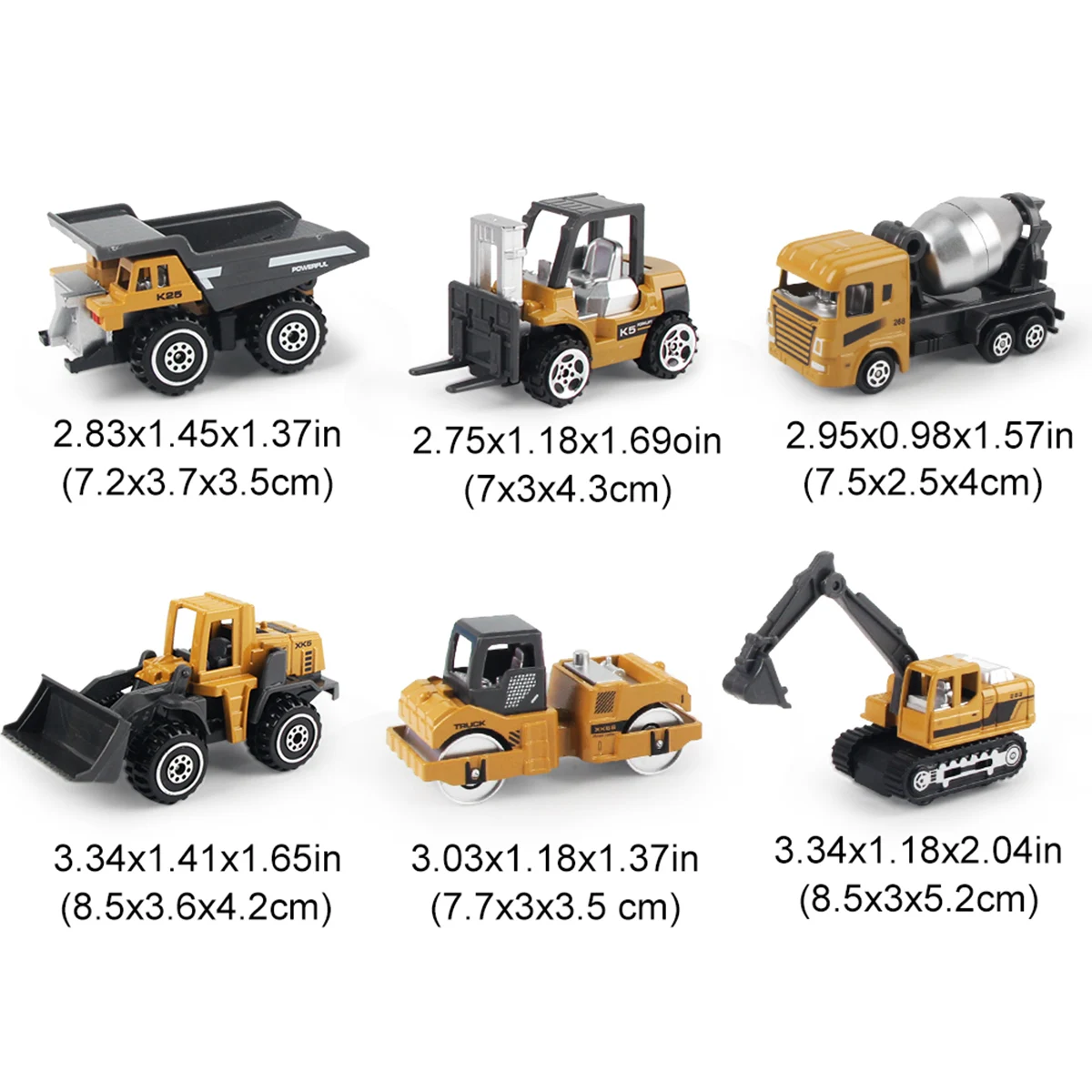 6pcs/set Alloy Engineering Truck Loader Tractor Excavator Classic Construction Model Vehicle Toys Educational Toys for Kid Gifts thumbnail 3