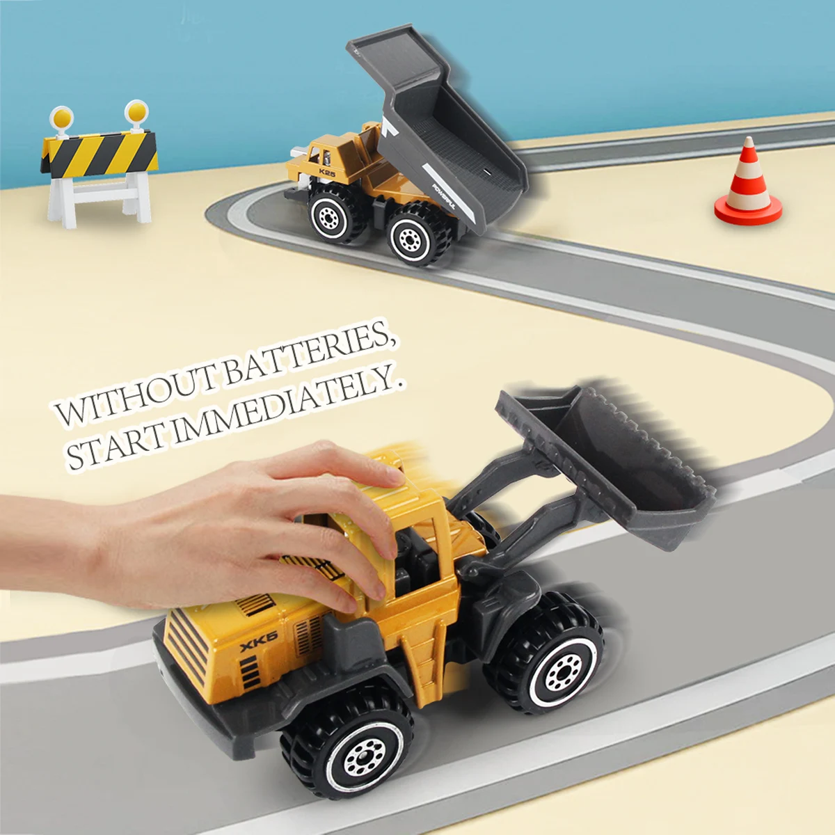 6pcs/set Alloy Engineering Truck Loader Tractor Excavator Classic Construction Model Vehicle Toys Educational Toys for Kid Gifts thumbnail 5