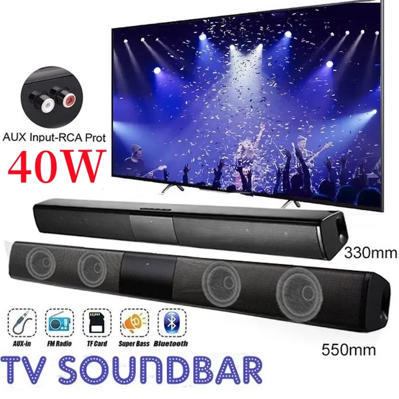 40W Soundbar TV Portable Bluetooth-compatible Speaker Sound Bar Wireless Column Home Theater Sound System RCA AUX For TV PC thumbnail 2