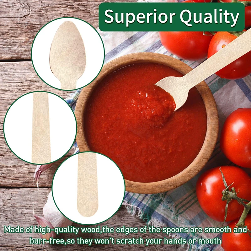 50/100/200Pcs Wooden Spoons, 3.8-Inch Mini Tasting Sampling Spoons, Disposable Yogurt Ice Cream Spoon thumbnail 4