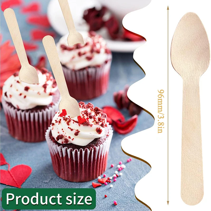 50/100/200Pcs Wooden Spoons, 3.8-Inch Mini Tasting Sampling Spoons, Disposable Yogurt Ice Cream Spoon thumbnail 2
