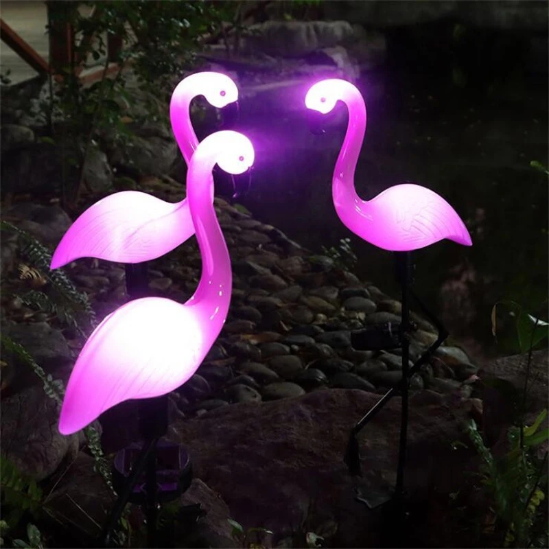3PCS Solar Flamingo Ground Lamp Outdoor Patio Garden Decoration Led Simulation Decoration Lights thumbnail 6