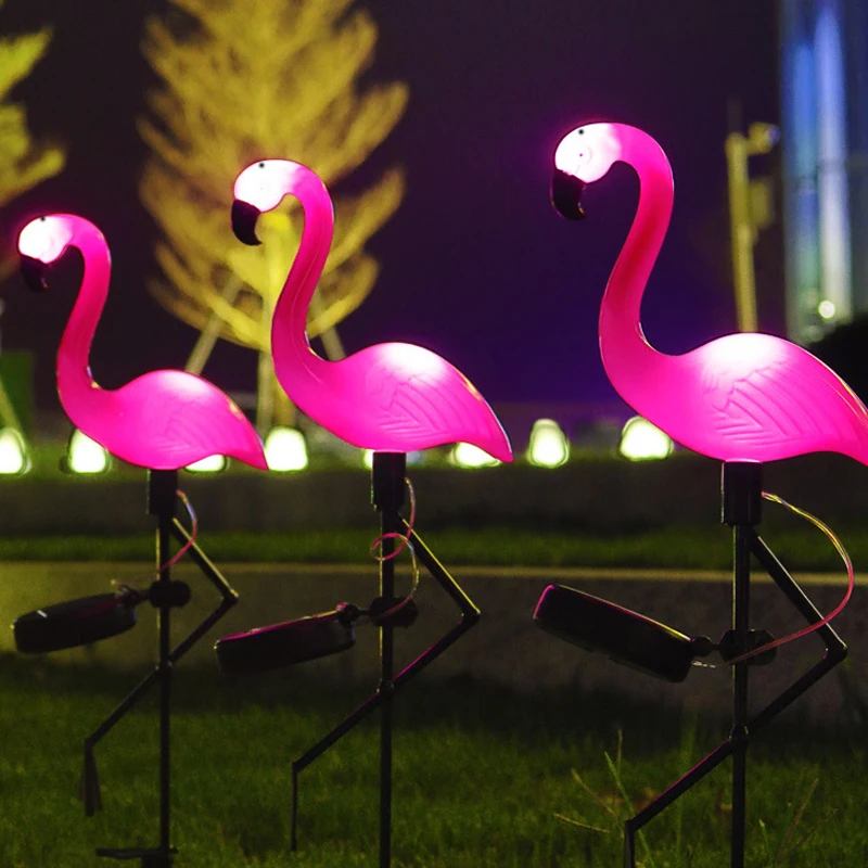 3PCS Solar Flamingo Ground Lamp Outdoor Patio Garden Decoration Led Simulation Decoration Lights thumbnail 5