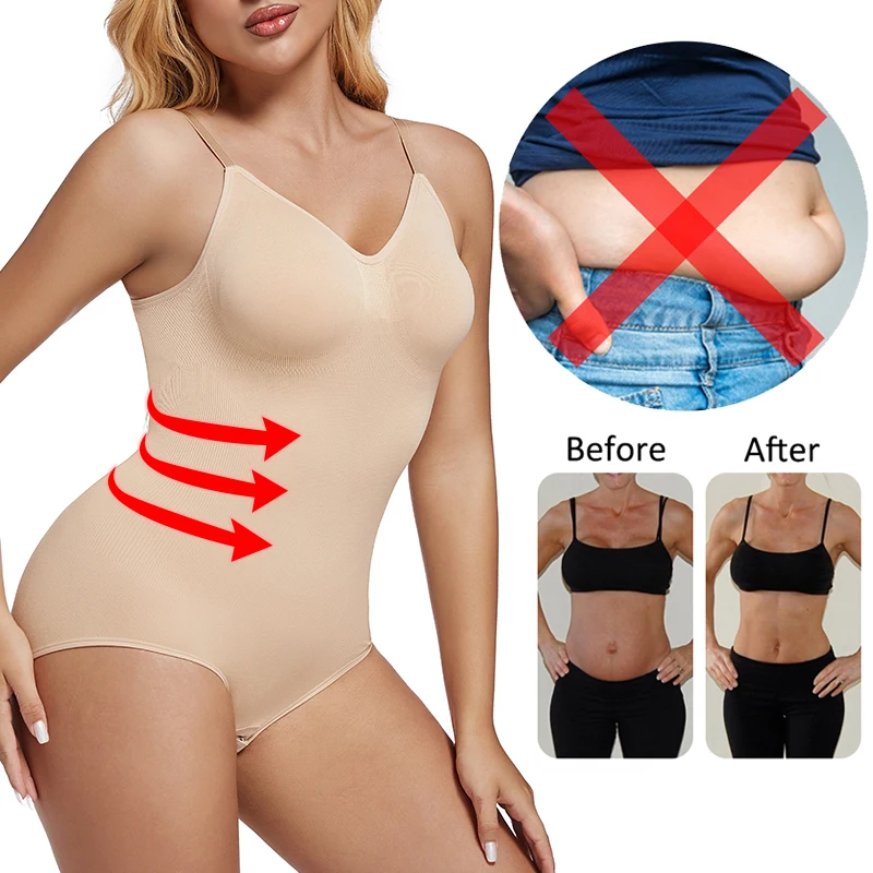 Low Back Bodysuits Shapewear for Women Open Crotch Body Shaper Sexy Tummy Control Push Up Corset Tank Top Backless Underwear thumbnail 2