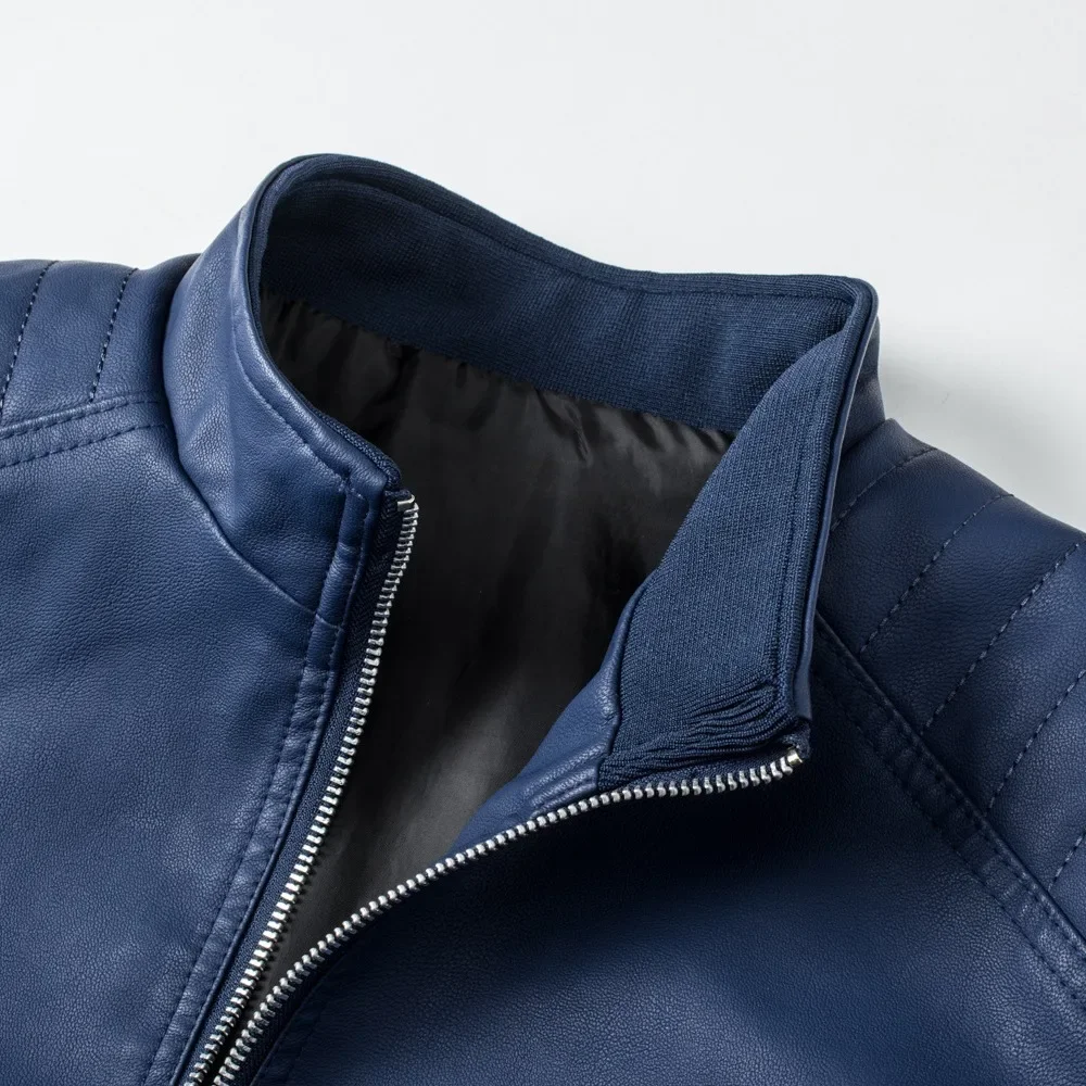 Stand Collar Leather Jacket Men's Fashion Jacket 2024 Casual Men Leather Jacket Slim Korean Version Handsome Men's Clothing thumbnail 5