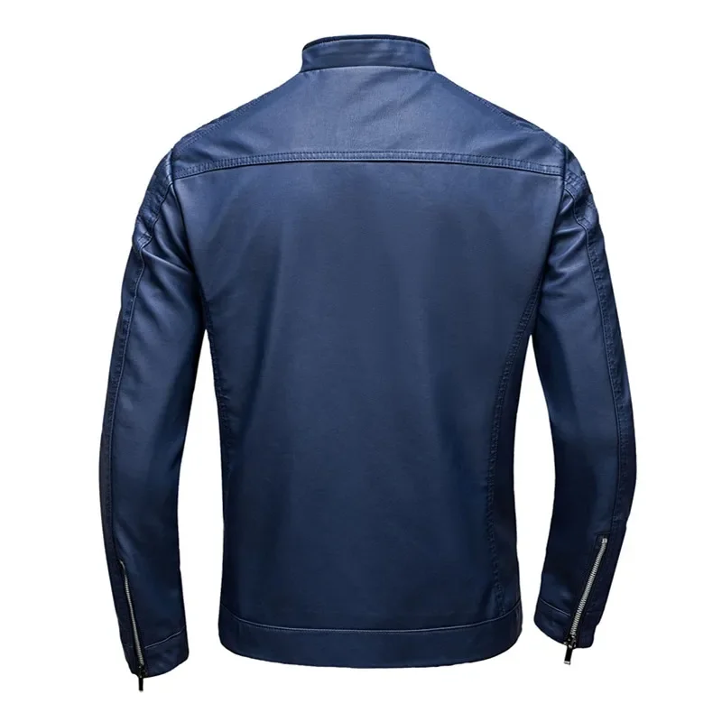 Stand Collar Leather Jacket Men's Fashion Jacket 2024 Casual Men Leather Jacket Slim Korean Version Handsome Men's Clothing thumbnail 4