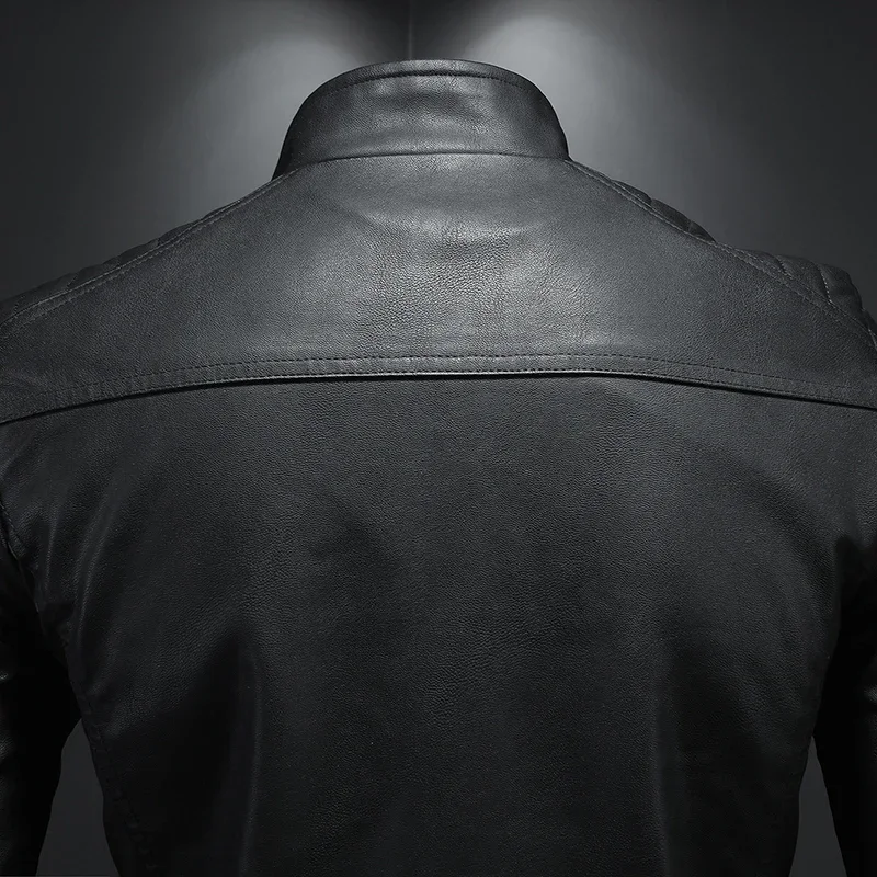 Stand Collar Leather Jacket Men's Fashion Jacket 2024 Casual Men Leather Jacket Slim Korean Version Handsome Men's Clothing thumbnail 2