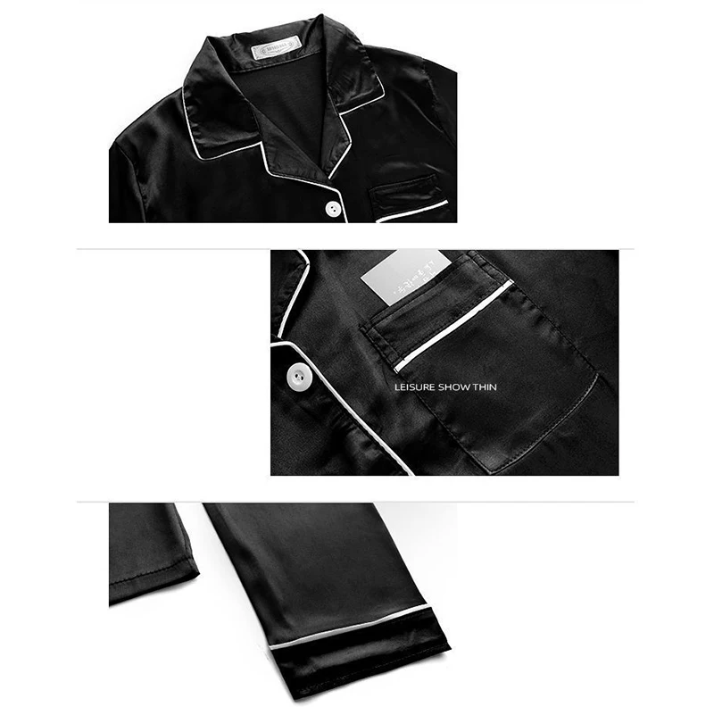 Pajamas Sets for Women 2024 Sexy Silk Women Pijama Sets Sleepwear Long-sleeve Cardigan Set Female Ice Silk Pyjamas Home Clothing thumbnail 6
