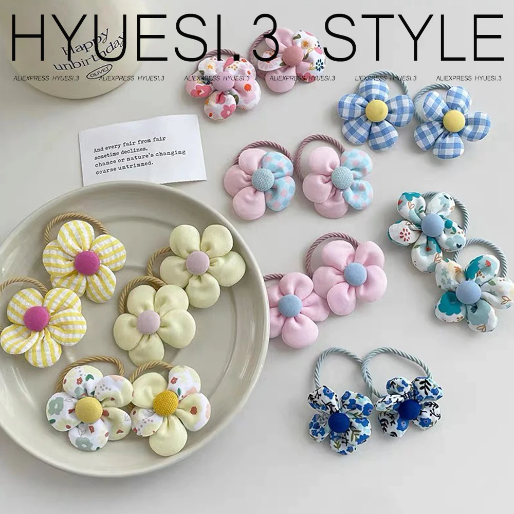 10pcs/Set Colorful Fabirc Flower Hair Ties Scrunchies Baby Girls Elastics Ponytail Holders Rubber Band For Toddlers Kid Headwear thumbnail 4