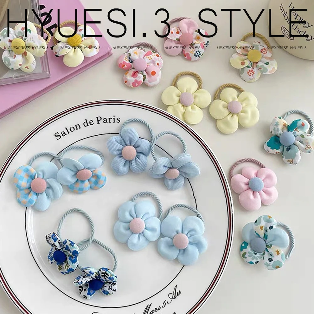 10pcs/Set Colorful Fabirc Flower Hair Ties Scrunchies Baby Girls Elastics Ponytail Holders Rubber Band For Toddlers Kid Headwear thumbnail 5