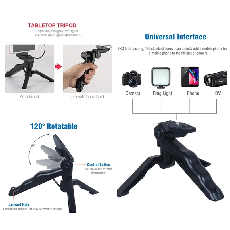 AY49 Smartphone Vlogging Kit With Tripod Phone Holder Mini Microphone LED Fill Light Starter For Live Stream Video YouTub thumbnail 4